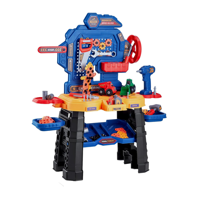 VEVOR bērnu darba galds, 181 detaļa, rotaļu instrumentu darbagalds ar reālistiskiem instrumentiem un elektrisko urbi, lomu spēļu būvniecības darbnīcas rotaļlieta maziem bērniem, izglītojoša dāvana zēniem un meitenēm no 3 gadu vecuma