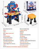 VEVOR bērnu darba galds, 181 detaļa, rotaļu instrumentu darbagalds ar reālistiskiem instrumentiem un elektrisko urbi, lomu spēļu būvniecības darbnīcas rotaļlieta maziem bērniem, izglītojoša dāvana zēniem un meitenēm no 3 gadu vecuma