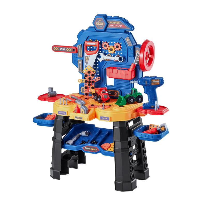 VEVOR bērnu darba galds, 181 detaļa, rotaļu instrumentu darbagalds ar reālistiskiem instrumentiem un elektrisko urbi, lomu spēļu būvniecības darbnīcas rotaļlieta maziem bērniem, izglītojoša dāvana zēniem un meitenēm no 3 gadu vecuma