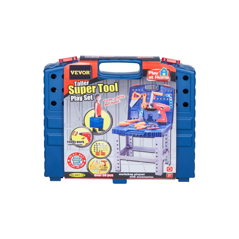 VEVOR bērnu darba galds, 56 detaļas, rotaļu instrumentu darbagalds ar reālistiskiem instrumentiem un elektrisko urbi, lomu spēļu būvniecības darba galds maziem bērniem, izglītojoša dāvana zēniem un meitenēm no 3 gadu vecuma