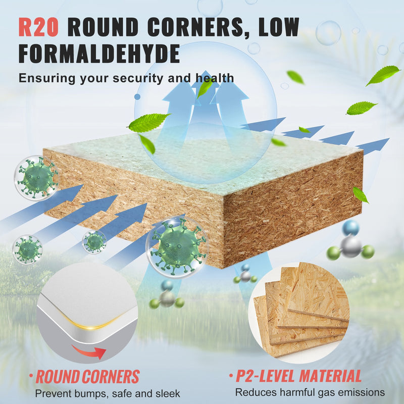 VEVOR skaidu plātnes galda virsma, 1200 × 750 × 25 mm, kravnesība 100 kg, viengabala konstrukcija, piemērota augstuma regulējamiem elektriskiem galda rāmjiem, taisnstūra virsma mājai un birojam