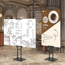 VEVOR plakātu statīvs, regulējams augstums līdz 1905 mm, divpusējs pastiprinātas konstrukcijas statīva tipa plakātu turētājs ar amortizējošu pamatni, grīdas tipa banera statīvs plākšņu un putuplasta materiālu izvietošanai, melns