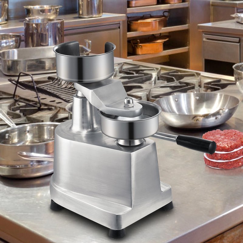 VEVOR komerciālais burgeru kotletes veidotājs, 100 mm, smagās klases nerūsējošais tērauds, ar 1000 kotletes papīriem