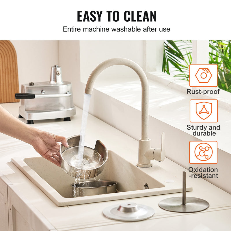 VEVOR komerciālais burgeru veidotājs, 150 mm presforma, nerūsējošā tērauda gaļas preses mašīna, komplektā 1000 piederuma papīri