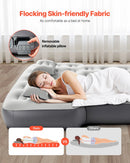 VEVOR piepūšamais automašīnas matracis Toyota 4Runner un Jeep Wrangler modeļiem, biezināts floka auduma kempinga matracis auto nakšņošanai, izturīgs un pārnēsājams guļampaklājs ar iebūvētu pumpi un 2 spilveniem, pelēkā krāsā