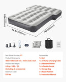 VEVOR piepūšamais automašīnas matracis Toyota 4Runner un Jeep Wrangler modeļiem, biezināts floka auduma kempinga matracis auto nakšņošanai, izturīgs un pārnēsājams guļampaklājs ar iebūvētu pumpi un 2 spilveniem, pelēkā krāsā