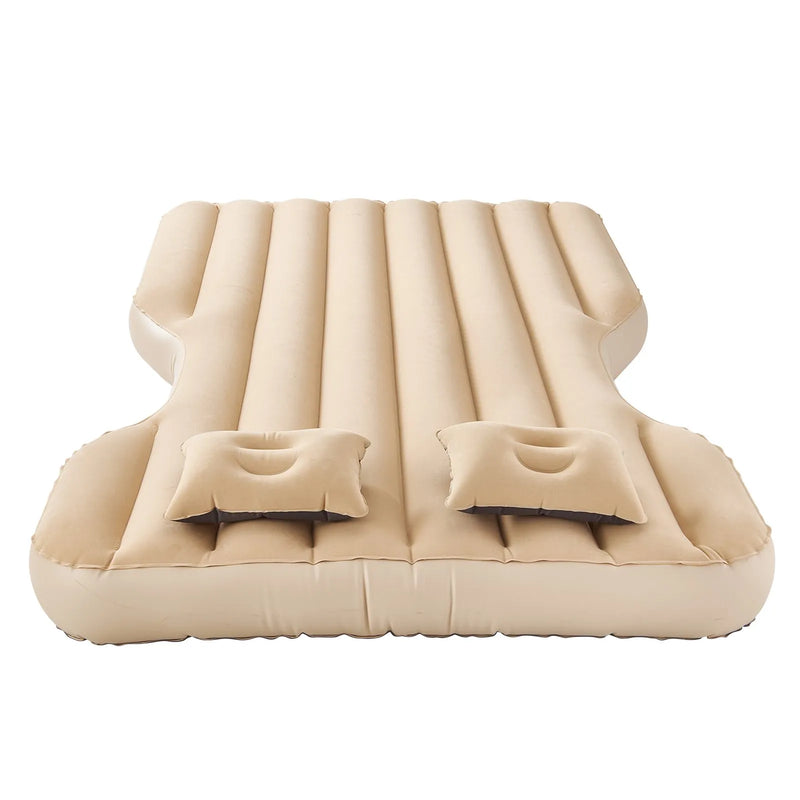 VEVOR piepūšamais automašīnas matracis Tesla Model Y (2020–2024), biezināts floka auduma kempinga matracis auto nakšņošanai, izturīgs un pārnēsājams guļampaklājs ar iebūvētu pumpi un 2 spilveniem, bēšā krāsā