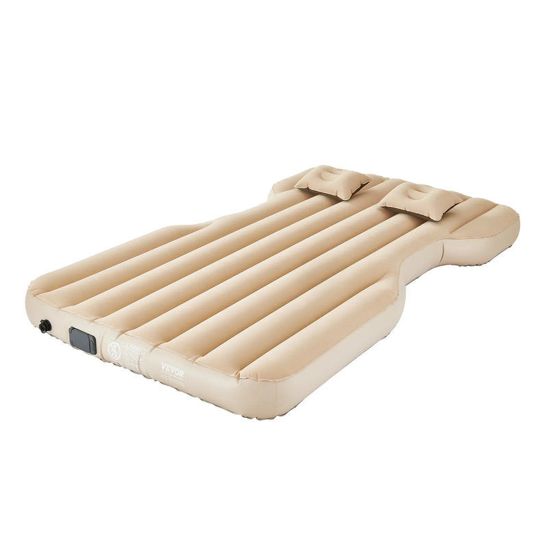 VEVOR piepūšamais automašīnas matracis Tesla Model Y (2020–2024), biezināts floka auduma kempinga matracis auto nakšņošanai, izturīgs un pārnēsājams guļampaklājs ar iebūvētu pumpi un 2 spilveniem, bēšā krāsā