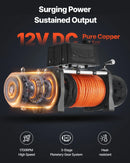 VEVOR elektriskā vinča, 5 400 kg vilkšanas jauda, 12 V līdzstrāvas kravas auto vinča ar Ø9,1 mm × 23 m sintētisko trosi, bezvadu un vadu tālvadība, IP55 ūdensizturība bezceļu SUV, Jeep, piekabju un laivu vilkšanai