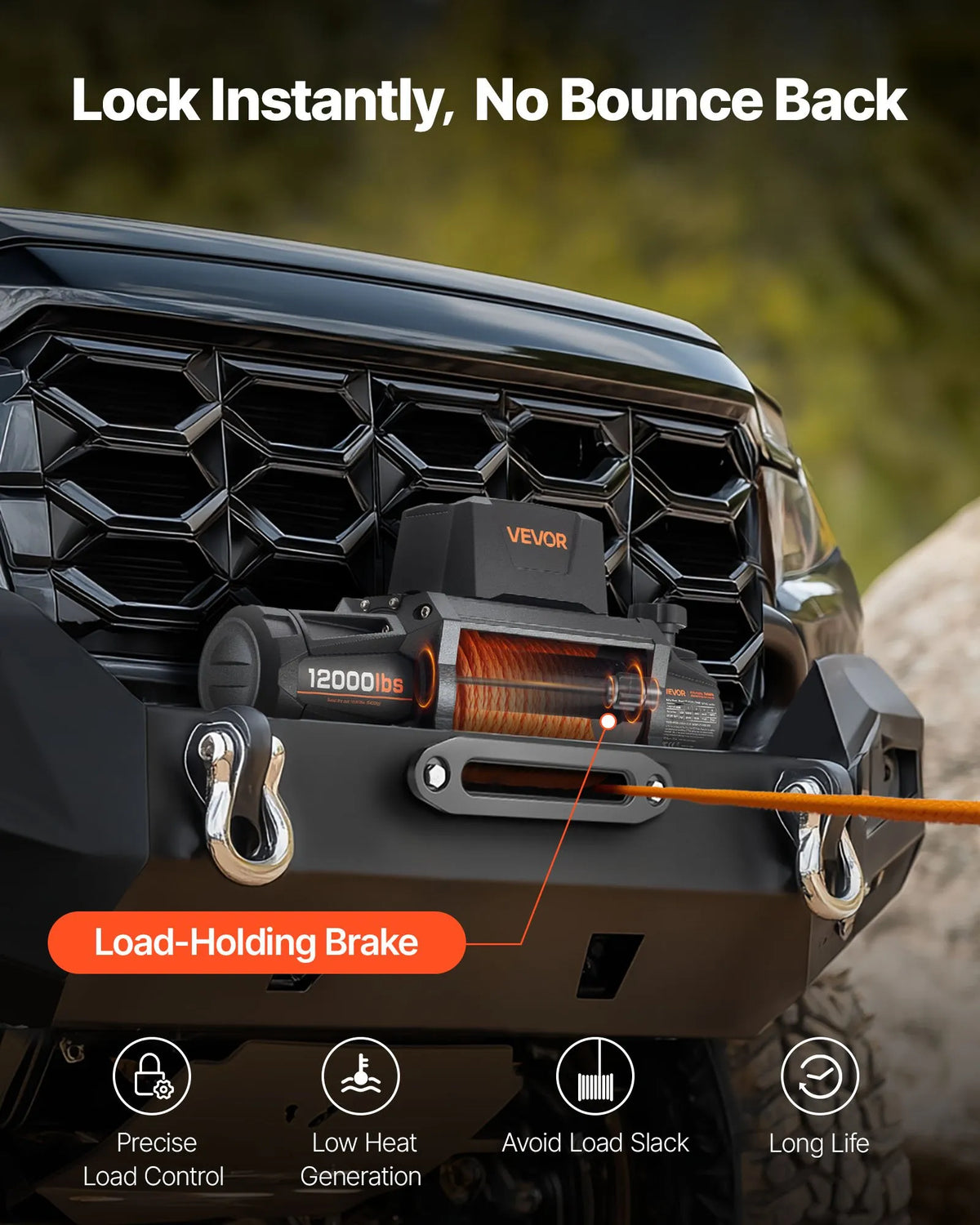 VEVOR Electric Winch, 12 V DC, 5400 kg Load Capacity, with Synthetic Rope 9.5 mm × 28 m, Wireless and Wired Remote Control, IP67 Waterproof, Suitable for Off-Road Vehicles, SUVs, Jeeps, Trailers and Boats