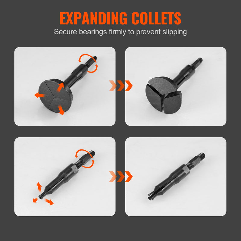 VEVOR aklā gultņa un blīvējuma izvilkšanas komplekts, ar slīdošo āmuru un iekšējo izvilkšanas rīku, 10 regulējami skavturi un pretbalsts, 16 daļas