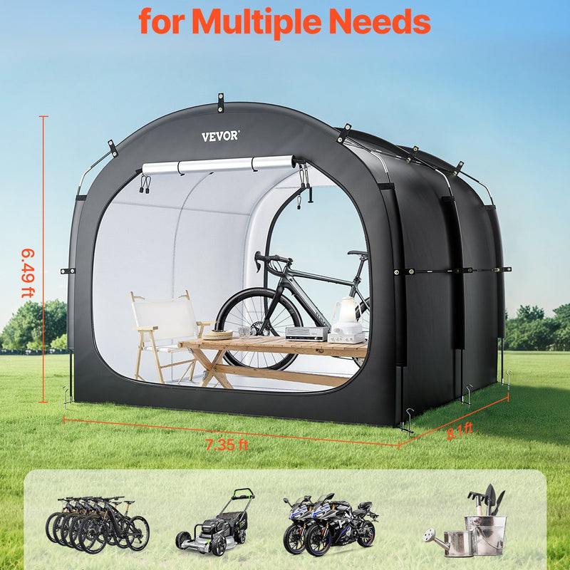 VEVOR āra velosipēdu uzglabāšanas telts, plaša ūdensizturīga velosipēdu nojume 5 velosipēdiem