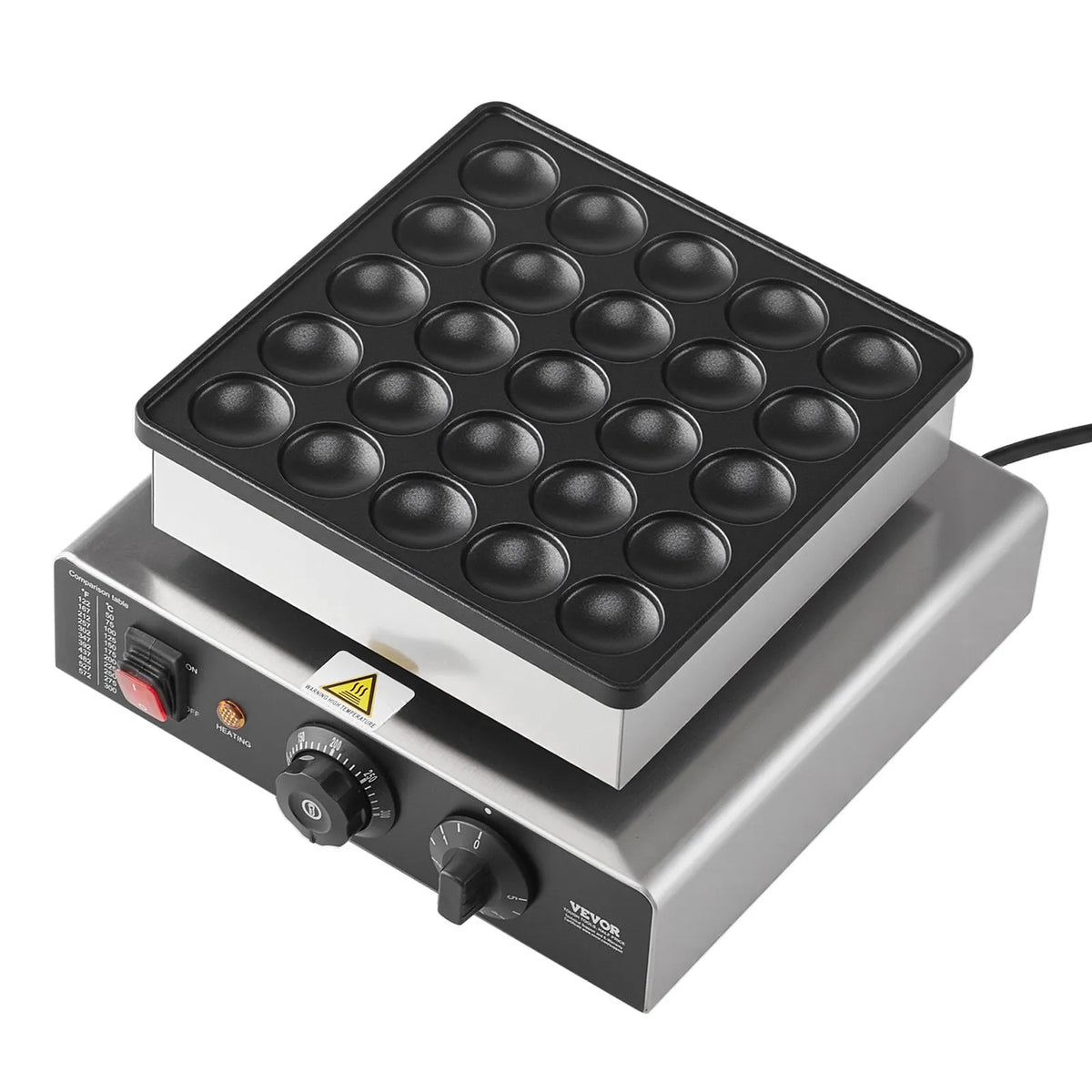 VEVOR Mini Pancake (Poffertjes) Machine 25 Pieces Ø43 mm with Temperature and Time Control