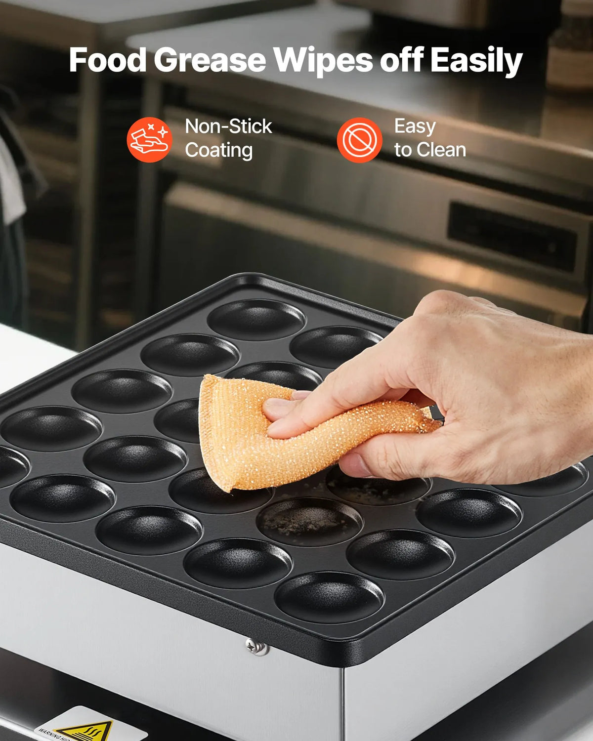 VEVOR Mini Pancake (Poffertjes) Machine 25 Pieces Ø43 mm with Temperature and Time Control