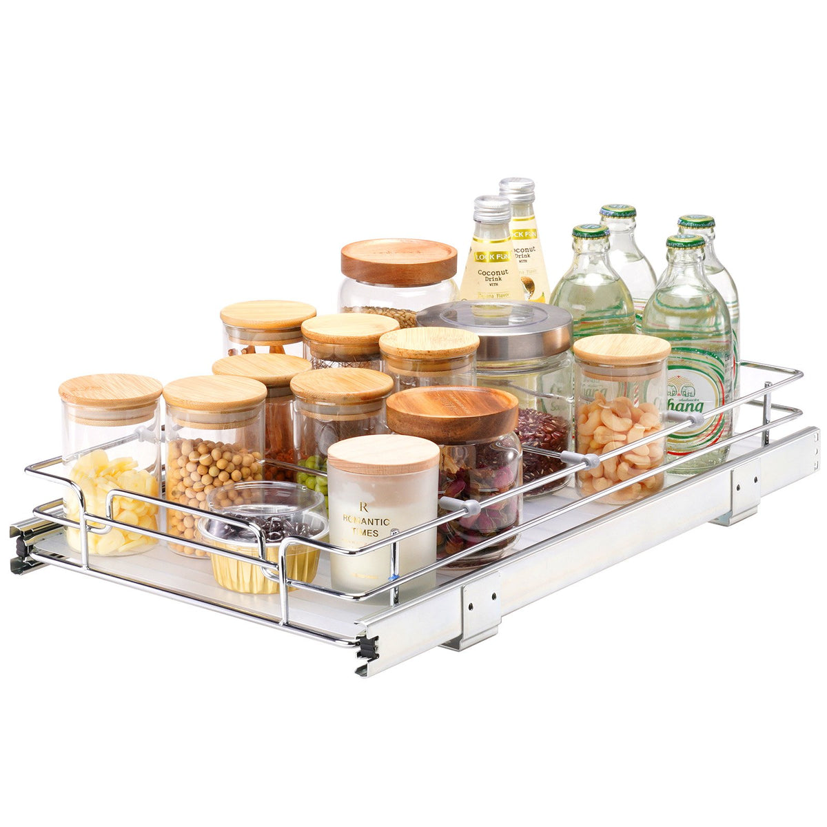 VEVOR 28 cm x 53 cm Pull-Out Cabinet Organiser, Heavy-Duty Chrome Steel Sliding Drawers, Storage for Kitchen, Bathroom, Under Sink