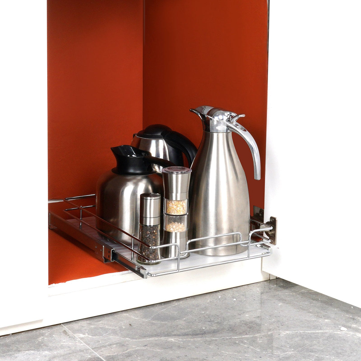 VEVOR 28 cm x 53 cm Pull-Out Cabinet Organiser, Heavy-Duty Chrome Steel Sliding Drawers, Storage for Kitchen, Bathroom, Under Sink