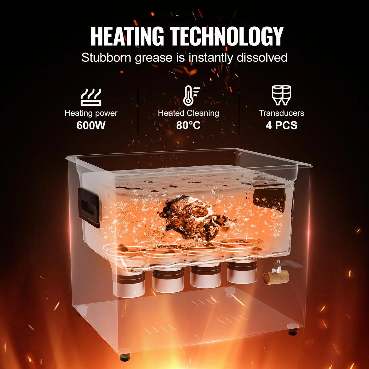 VEVOR 10 L Ultrasonic Cleaner, 240 W Digital Ultrasonic Cleaning Machine with Gentle Mode and Enhanced Degassing, 40 kHz Industrial Ultrasonic Cleaner with Heating and Timer for Retainers, Jewellery and Tools Cleaning