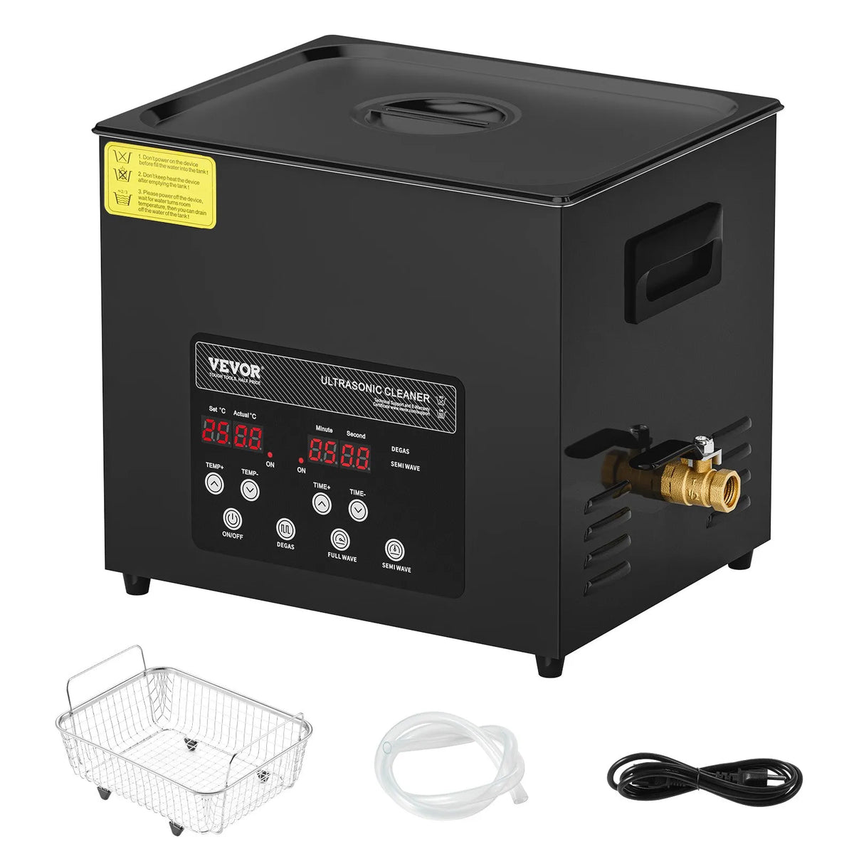 VEVOR 10 L Ultrasonic Cleaner, 240 W Digital Ultrasonic Cleaning Machine with Gentle Mode and Enhanced Degassing, 40 kHz Industrial Ultrasonic Cleaner with Heating and Timer for Retainers, Jewellery and Tools Cleaning