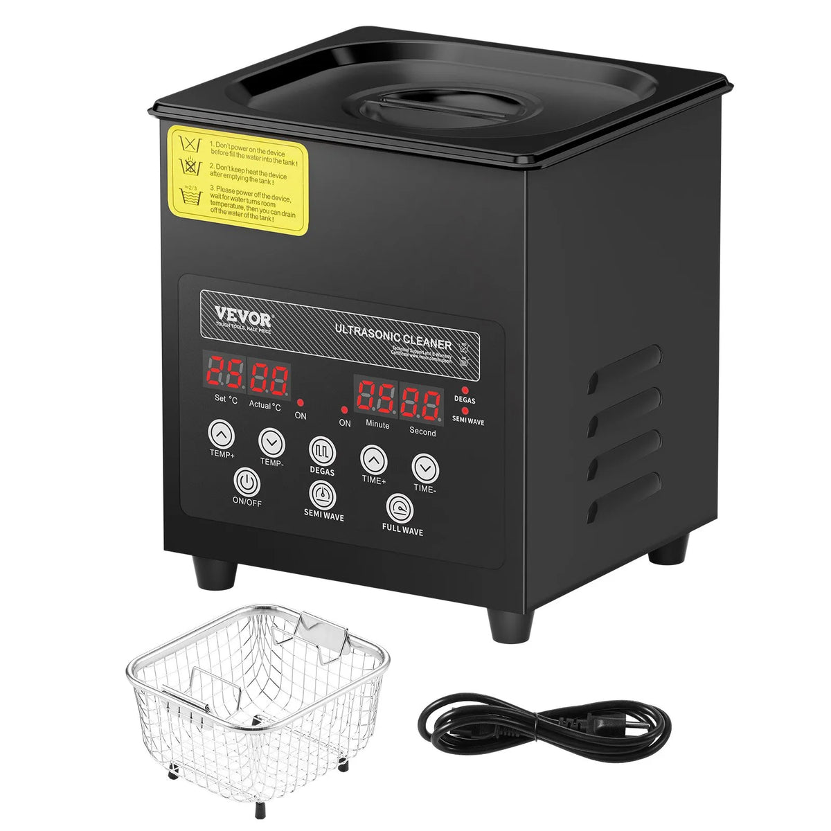 VEVOR 2 L Ultrasonic Cleaner, 60 W Digital Ultrasonic Cleaning Machine with Gentle Mode and Enhanced Degassing, 40 kHz Ultrasonic Cleaner with Heating and Timer for Jewellery, Glasses, Instruments and Dentures Cleaning