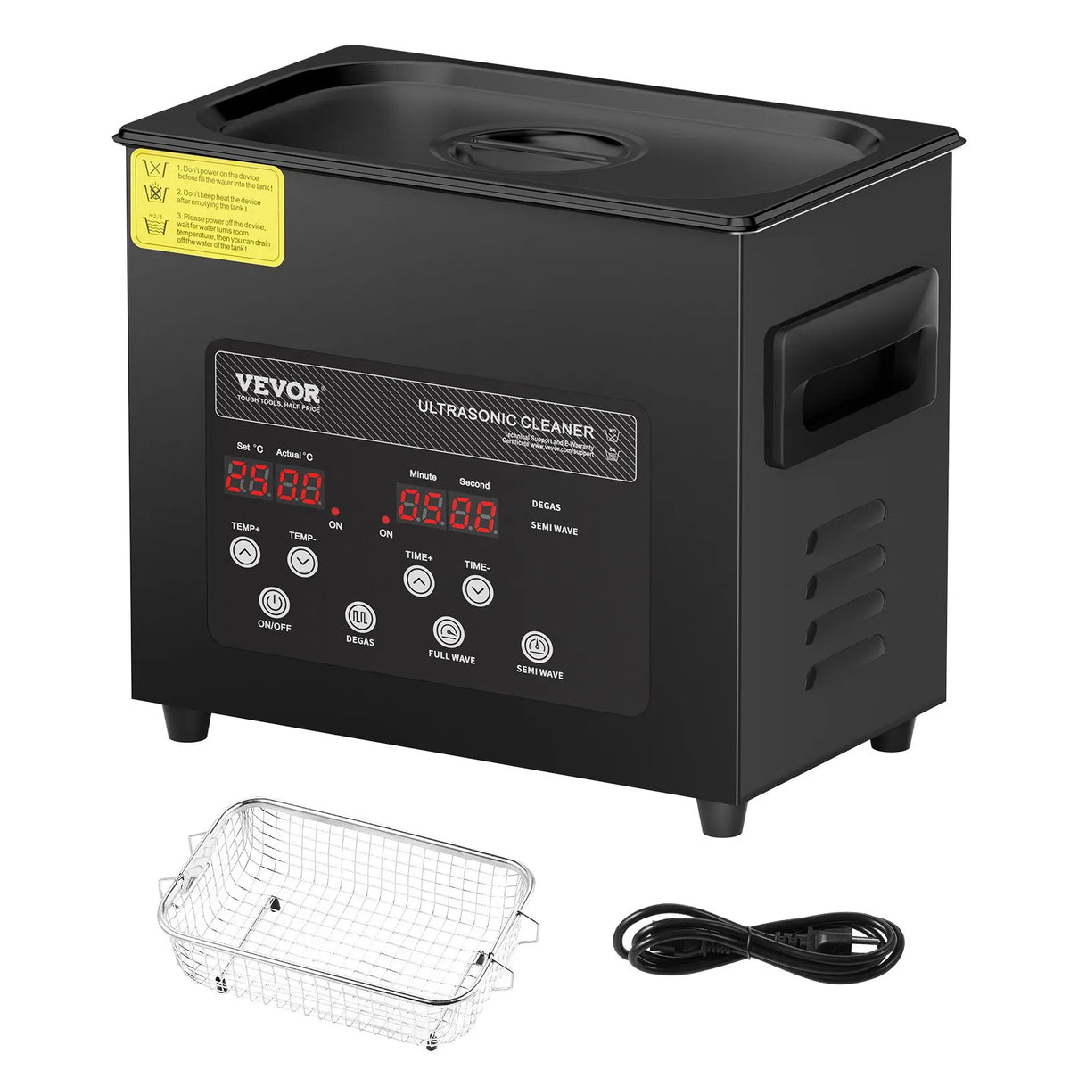 VEVOR 3 L Ultrasonic Cleaner, 120 W Digital Ultrasonic Cleaning Machine with Gentle Mode and Enhanced Degassing, 40 kHz Ultrasonic Cleaner with Heating and Timer for Jewellery, Glasses, Instruments and Dentures Cleaning
