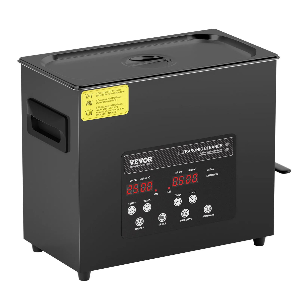 VEVOR 6 L Ultrasonic Cleaner, 180 W Digital Ultrasonic Cleaning Machine with Gentle Mode and Enhanced Degassing, 40 kHz Industrial Ultrasonic Cleaner with Heating and Timer for Jewellery, Retainers and Tools