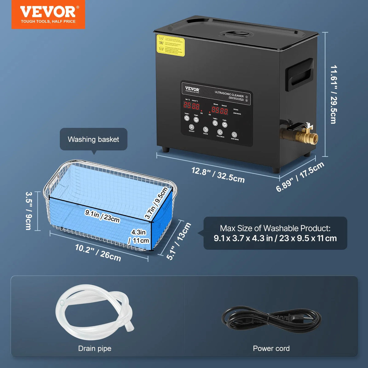 VEVOR 6 L Ultrasonic Cleaner, 180 W Digital Ultrasonic Cleaning Machine with Gentle Mode and Enhanced Degassing, 40 kHz Industrial Ultrasonic Cleaner with Heating and Timer for Jewellery, Retainers and Tools