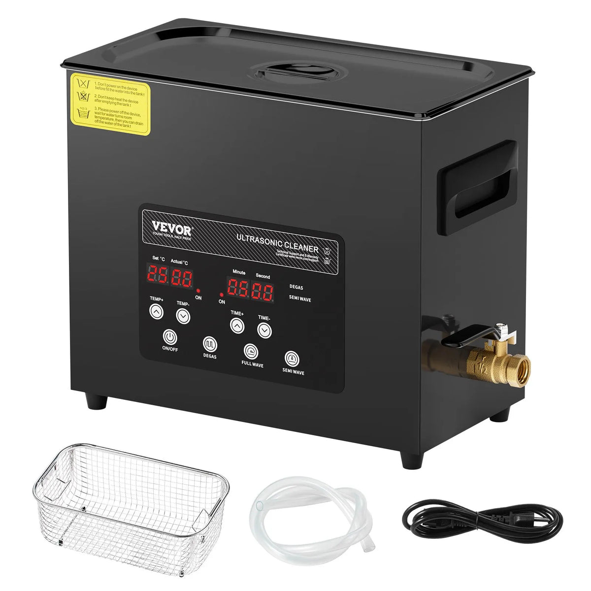 VEVOR 6 L Ultrasonic Cleaner, 180 W Digital Ultrasonic Cleaning Machine with Gentle Mode and Enhanced Degassing, 40 kHz Industrial Ultrasonic Cleaner with Heating and Timer for Jewellery, Retainers and Tools