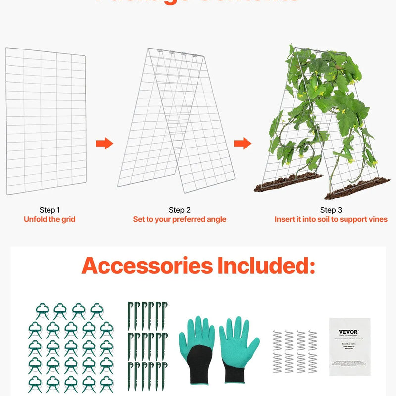 A-veida gurķu režģis 89 × 140 см salokāms metāla dārza režģis