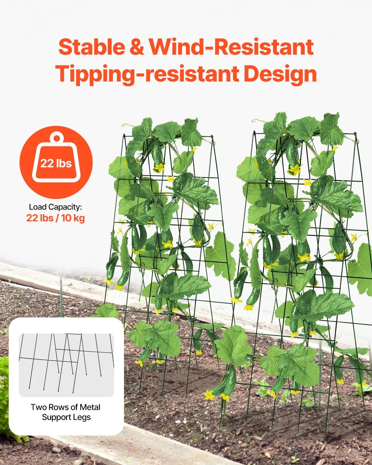 VEVOR Cucumber Trellis for Climbing Plants 99.1 × 81.3 cm, Foldable Metal Garden Trellis with Cable Ties, Plant Support for Raised Beds Cucumbers Tomatoes Pumpkins and Vegetables