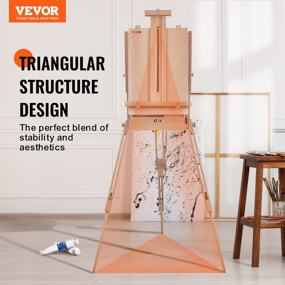 VEVOR French Easel with Drawers, Foldable, Beech Wood, Canvas up to 86 cm