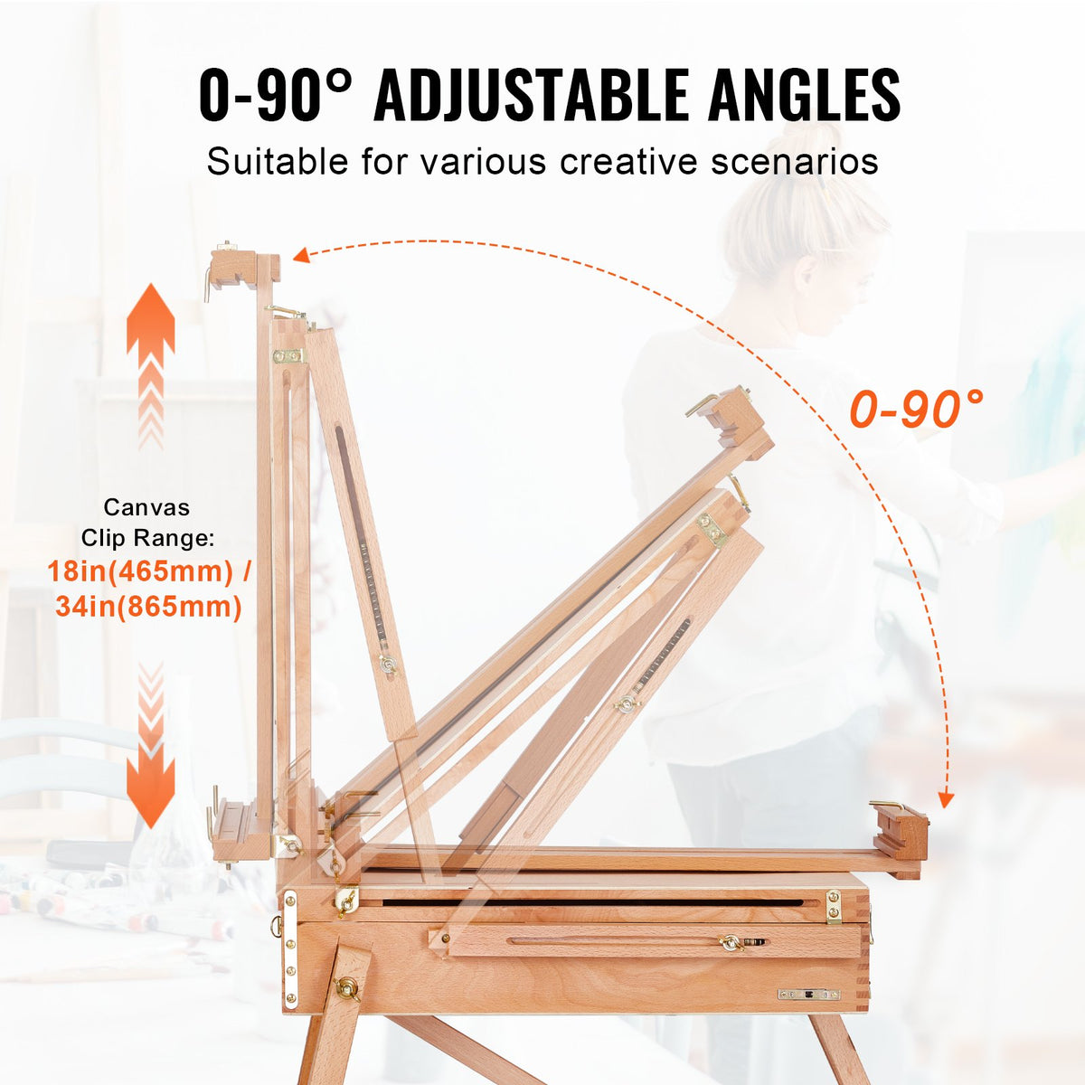 VEVOR French Easel with Drawers, Foldable, Beech Wood, Canvas up to 86 cm