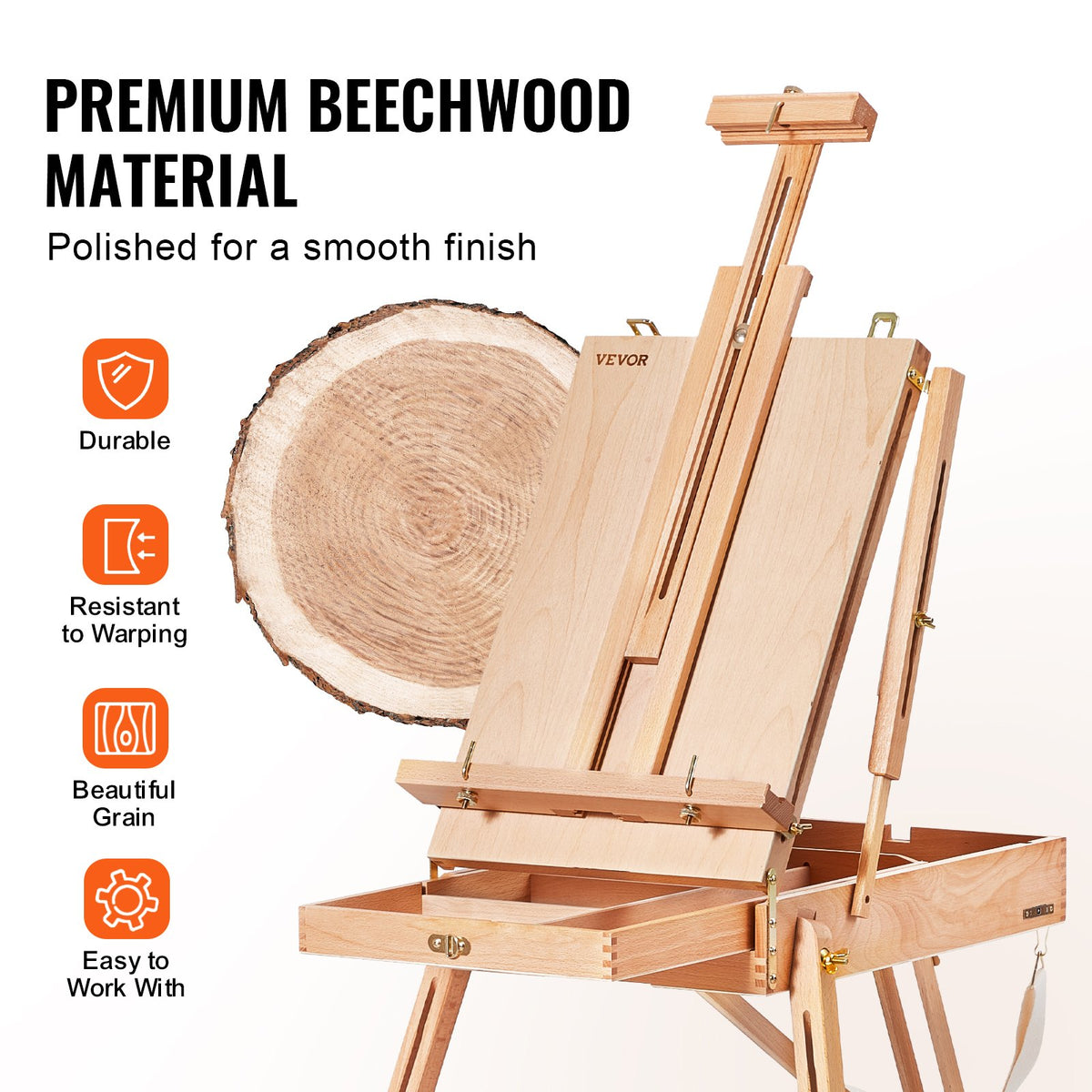 VEVOR French Easel with Drawers, Foldable, Beech Wood, Canvas up to 86 cm
