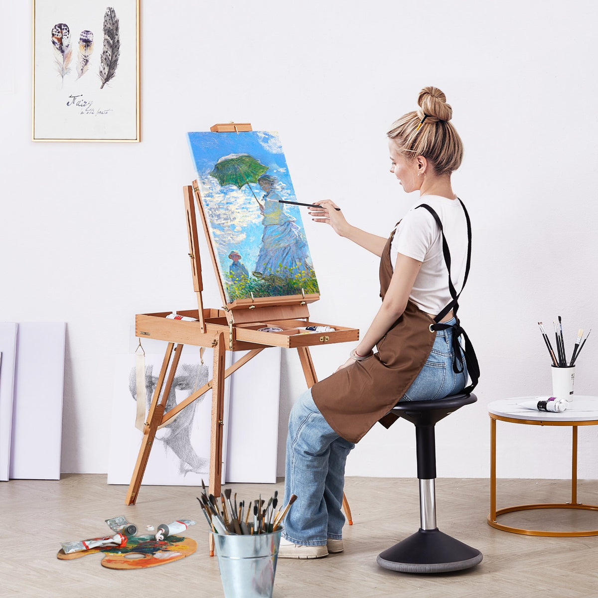 VEVOR French Easel with Drawers, Foldable, Beech Wood, Canvas up to 86 cm