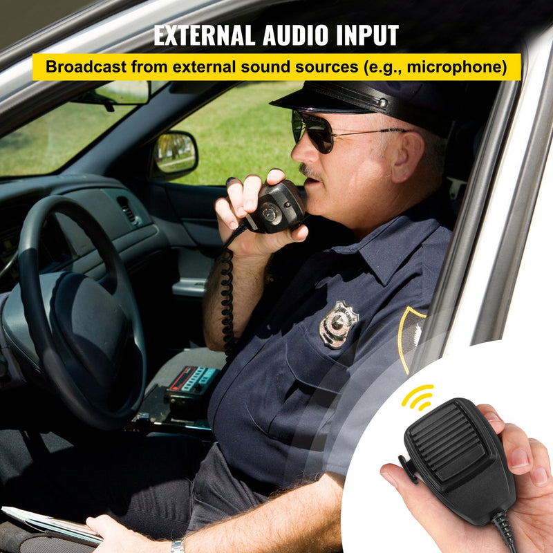 VEVOR 200W Policijas Sirēnas ar 9 signālu toniem, Automašīnas brīdinājuma skaņas signāls ar Rokas mikrofons, Gaismas vadības slēdži, Avārijas Elektroniskā PA Sistēma Automašīnām un Ugunsdzēsības Mašīnām
