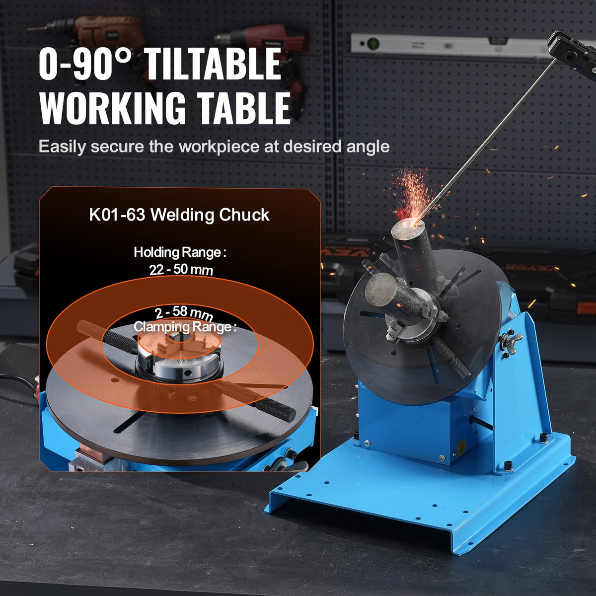 VEVOR Rotary Welding Positioner 10 kg, 0–90°, 1–12 rpm