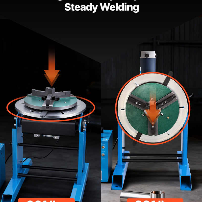 VEVOR rotējošais metināšanas pozicionētājs, 300 kg celtspēja, –45° līdz 90° slīpuma leņķis, metināšanas rotācijas galds ar 0,2–2,5 apgr./min ātruma regulēšanu, elektriskā vadība un kājas pedālis griešanai, slīpēšanai un montāžai