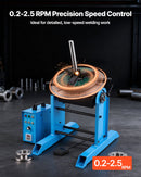 VEVOR rotējošais metināšanas pozicionētājs, 300 kg celtspēja, –45° līdz 90° slīpuma leņķis, metināšanas rotācijas galds ar 0,2–2,5 apgr./min ātruma regulēšanu, elektriskā vadība un kājas pedālis griešanai, slīpēšanai un montāžai