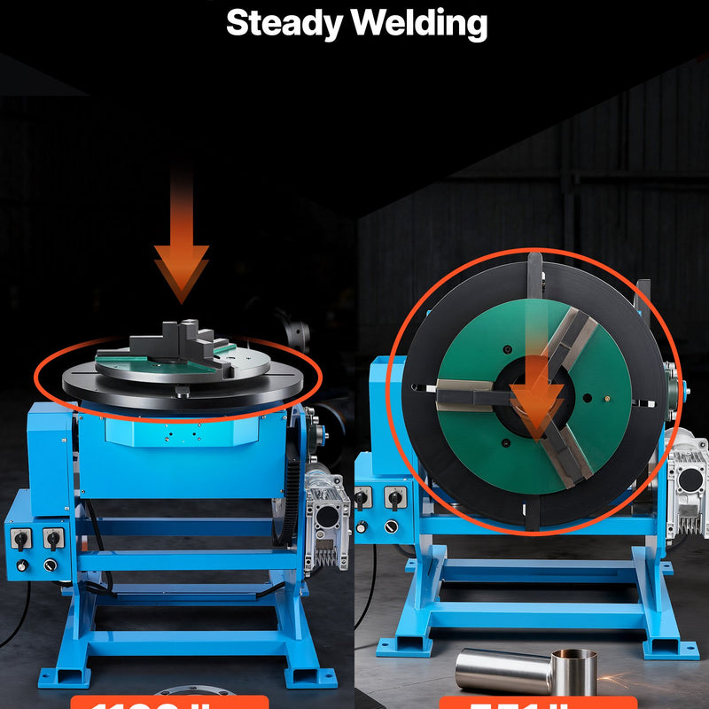 VEVOR rotējošais metināšanas pozicionētājs, 500 kg celtspēja, –45° līdz 90° slīpuma leņķis, metināšanas rotācijas galds ar 0,2–2 apgr./min ātruma regulēšanu, elektriskā vadība un kājas pedālis griešanai, slīpēšanai un montāžai