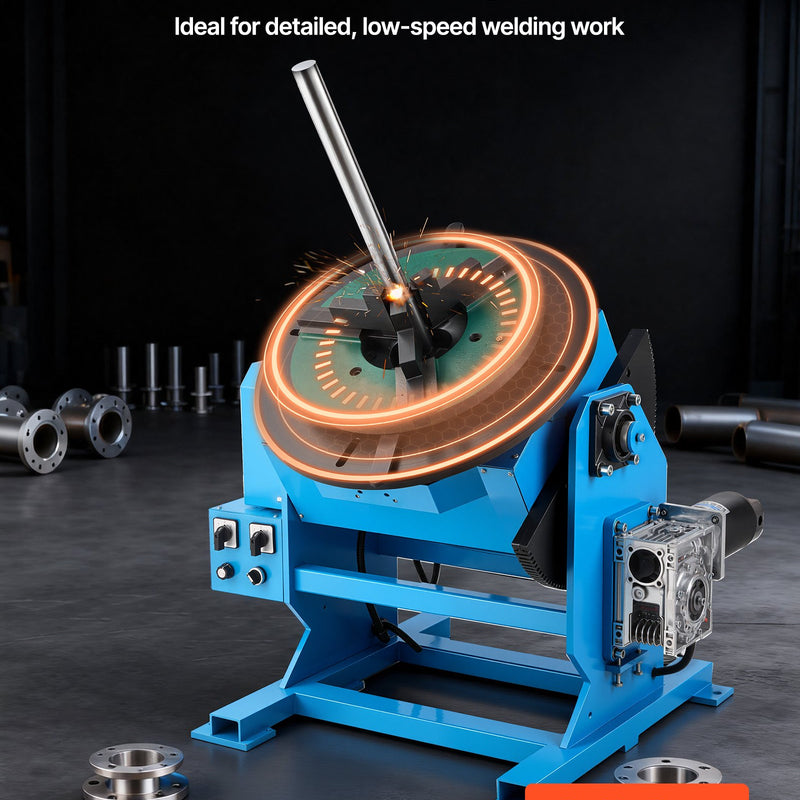 VEVOR rotējošais metināšanas pozicionētājs, 500 kg celtspēja, –45° līdz 90° slīpuma leņķis, metināšanas rotācijas galds ar 0,2–2 apgr./min ātruma regulēšanu, elektriskā vadība un kājas pedālis griešanai, slīpēšanai un montāžai