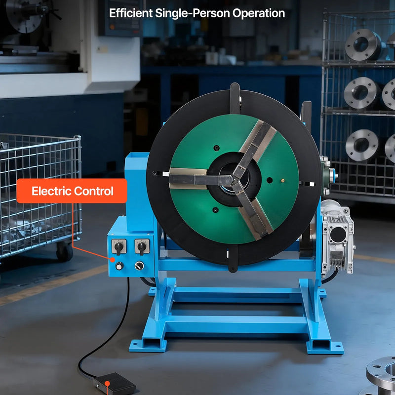 VEVOR rotējošais metināšanas pozicionētājs, 500 kg celtspēja, –45° līdz 90° slīpuma leņķis, metināšanas rotācijas galds ar 0,2–2 apgr./min ātruma regulēšanu, elektriskā vadība un kājas pedālis griešanai, slīpēšanai un montāžai
