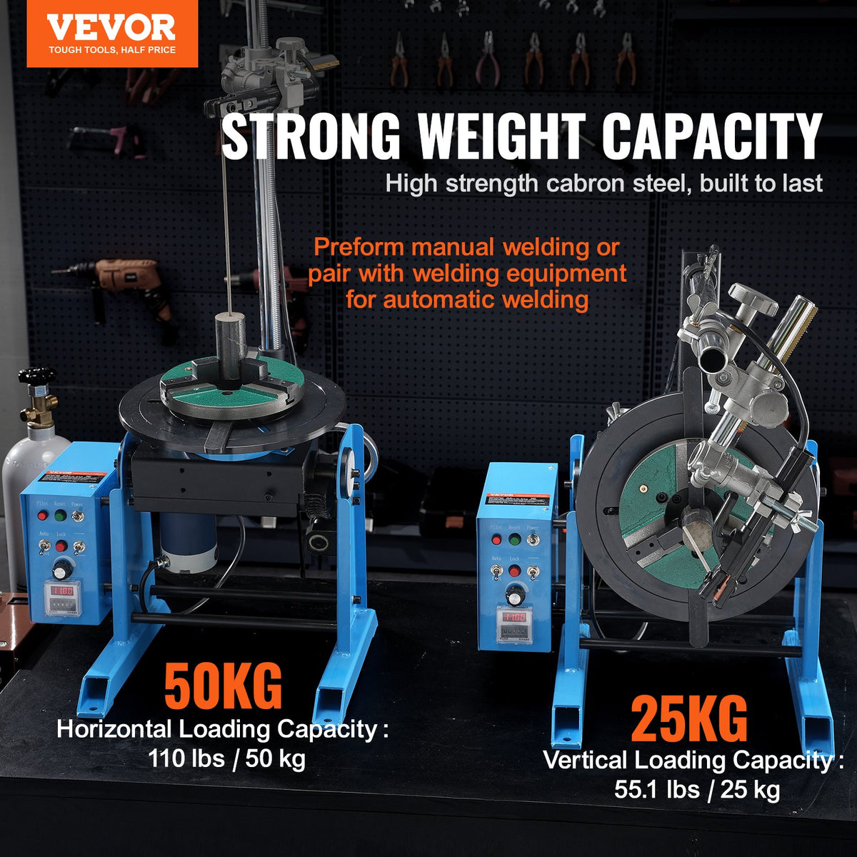 VEVOR Rotary Welding Positioner 50 kg, 0–90°, 0.5–6 rpm, 120 W, with 315 mm Chuck