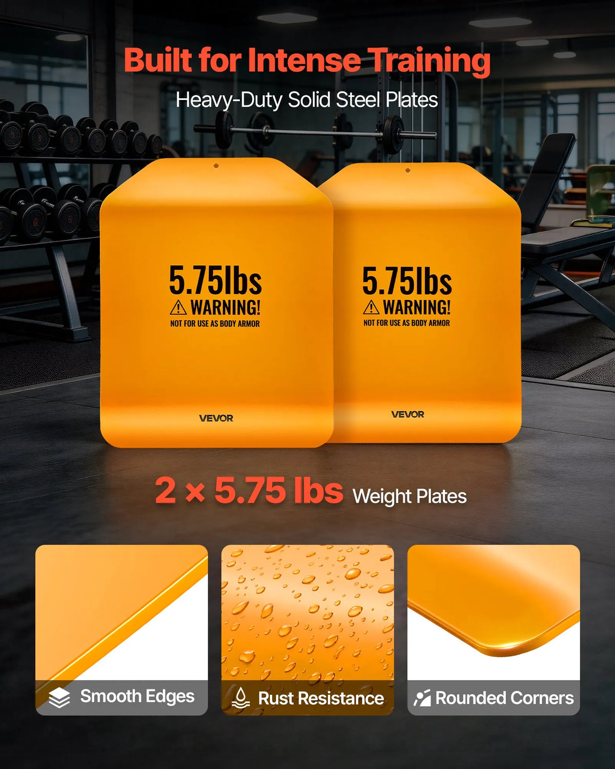 VEVOR Weight Plates for Dumbbells 2.6 kg, Pair, Steel, with Ergonomic Curve