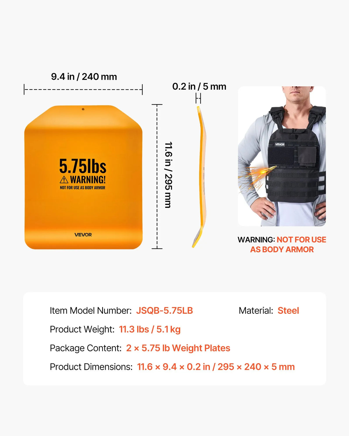 VEVOR Weight Plates for Dumbbells 2.6 kg, Pair, Steel, with Ergonomic Curve
