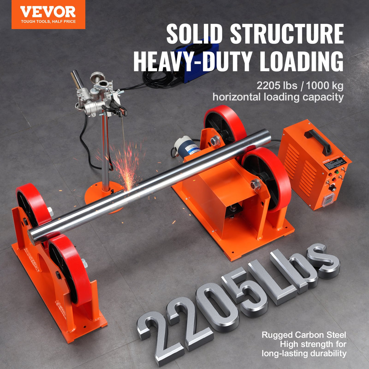 VEVOR Welding Rotator Rolls 1000 kg, Ø 25–1400 mm, 80–1600 mm/min, with Synchronized Control