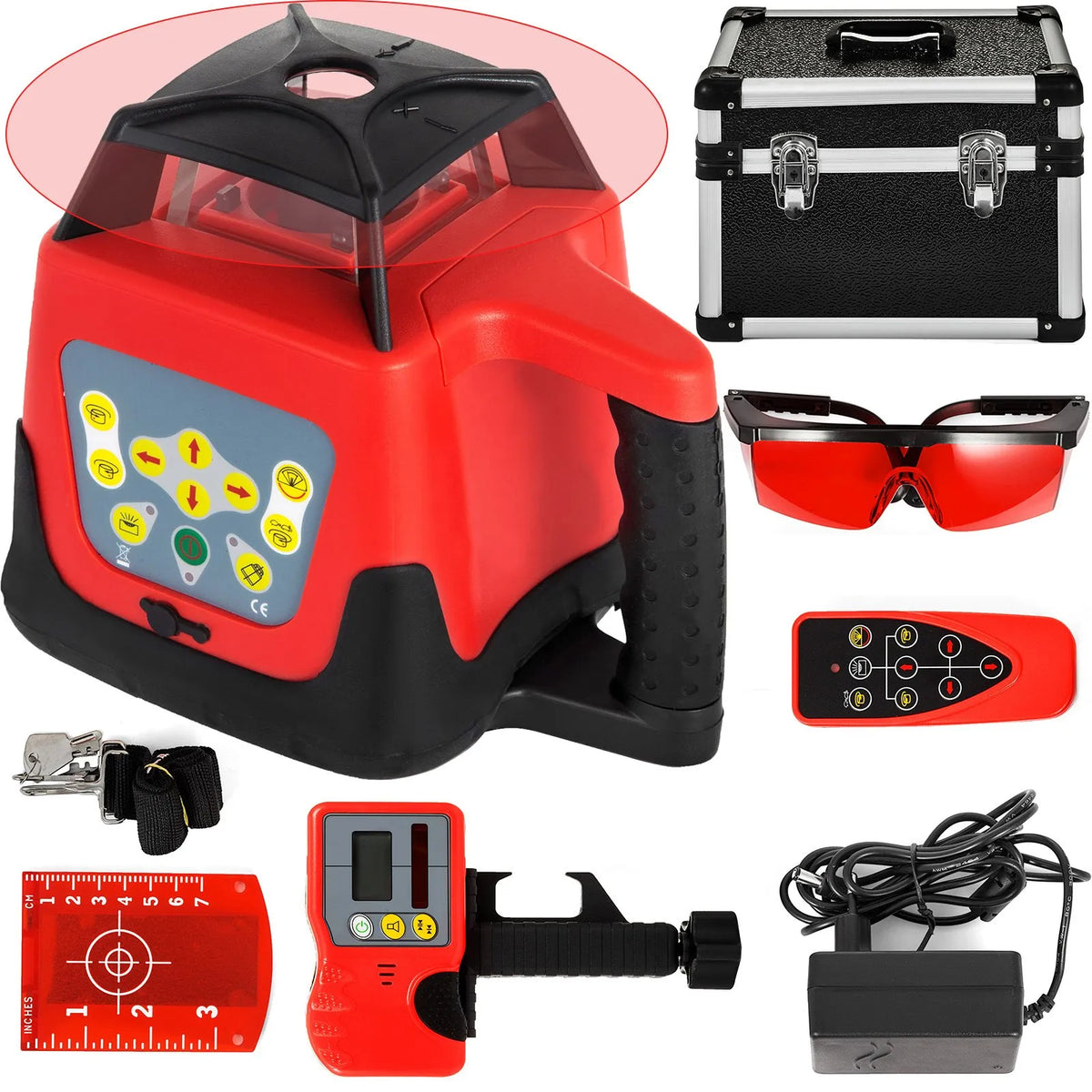 VEVOR Rotating Self-Levelling Red Laser Level with Automatic Rotation, Kit with Receiver, Remote Control and Transport Case