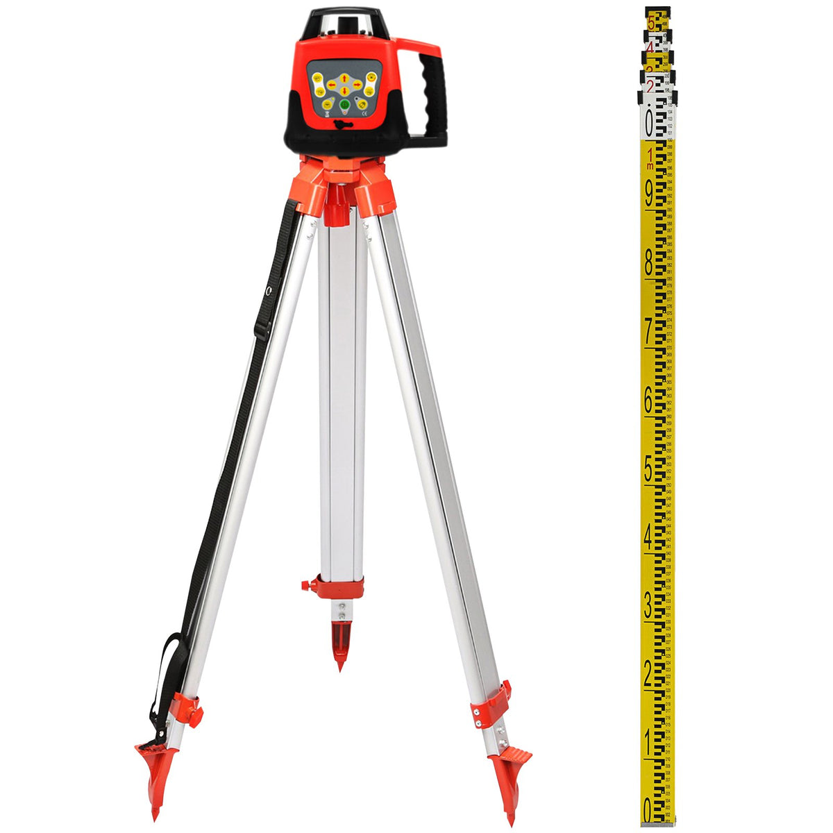 VEVOR Red Rotating Self-Levelling Laser Level with Automatic Levelling, 360° Rotation Scanning, Working Range up to 500 m, Includes Tripod and 5 m Measuring Tape
