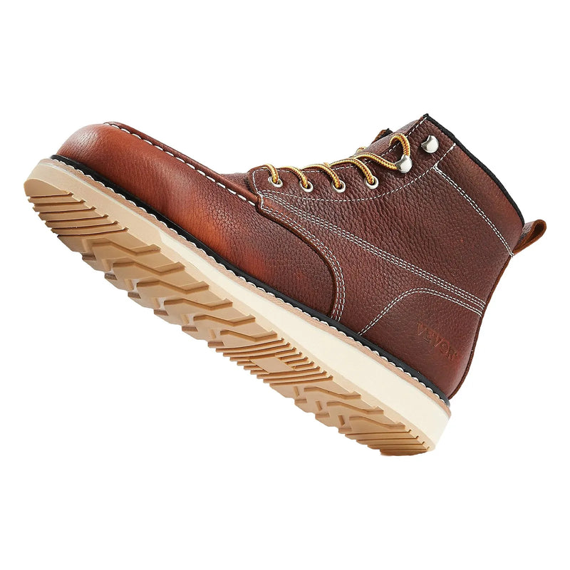 43_VEVOR darba zābaki ar tērauda purngalu, izmērs UK 9 (ES 43), ūdensizturīgi vīriešu darba zābaki ar „Moc Toe” purngalu, neslīdošu EVA gumijas zoli, viegli un elpojoši, piemēroti industriālajam un būvniecības darbam, brūni