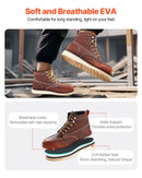 43_VEVOR darba zābaki ar tērauda purngalu, izmērs UK 9 (ES 43), ūdensizturīgi vīriešu darba zābaki ar „Moc Toe” purngalu, neslīdošu EVA gumijas zoli, viegli un elpojoši, piemēroti industriālajam un būvniecības darbam, brūni