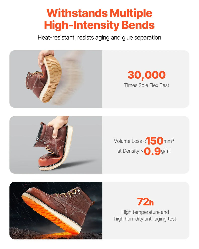 41.5_VEVOR vīriešu ūdensizturīgie darba zābaki ar tērauda purngalu, izmērs ES 41.5, neslīdoši, viegli un elpojoši zābaki ar EVA gumijas zoli būvniecībai, brūni