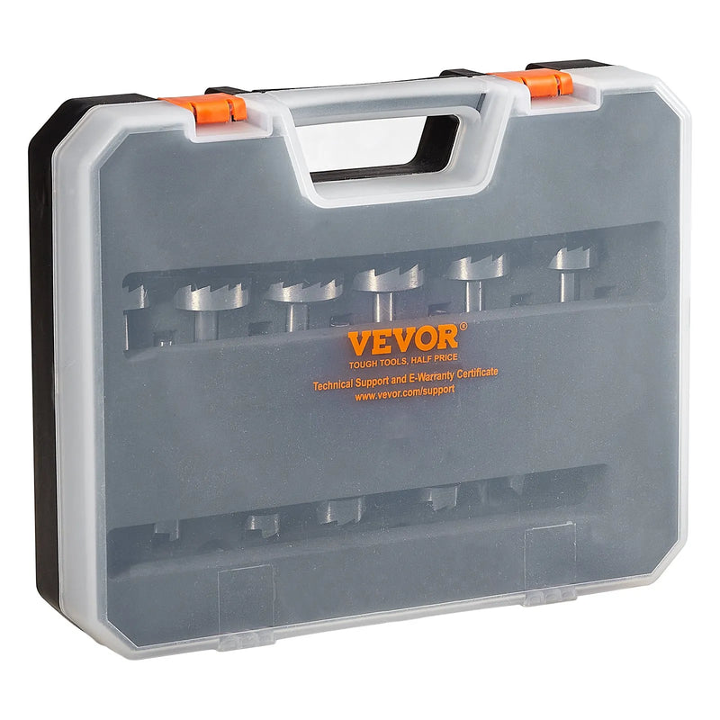 VEVOR Forstnera urbju komplekts, 16 gab., 6,4–41,3 mm, oglekļa tērauds, ar universālu apaļu kātu, Forstnera urbji kokam un kompozītmateriālu plāksnēm, paredzēti kokapstrādei